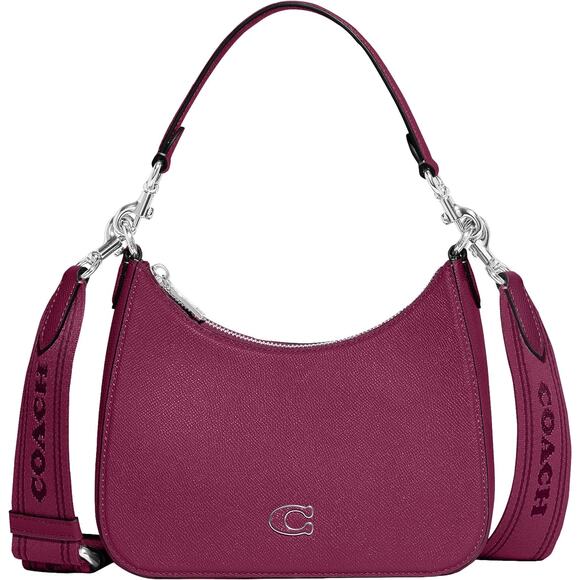 1009. COACH Hobo Crossbody in Crossgrain, Deep Plum - Picture 1 of 5